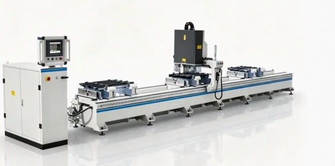Mesin Penggerudi Dinding Tirai Aluminium CNC Ketepatan Tinggi 4 Kepala